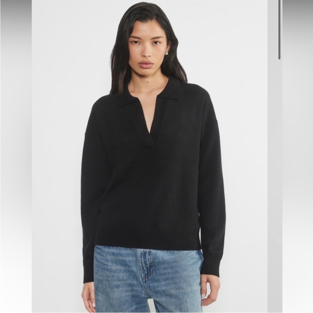 Aritzia Wilfred Black Merino Wool Cropped Sweater Size XS